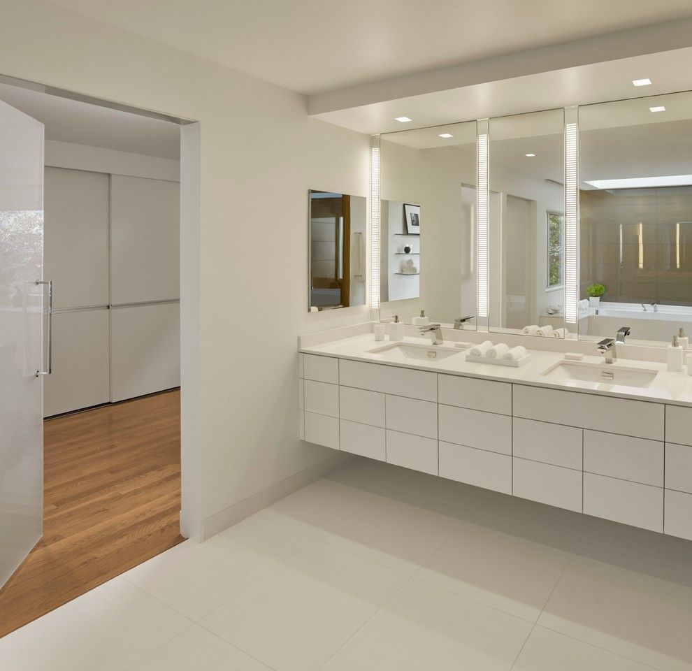 Boyd Lighting for a Contemporary Bathroom with a Contemporary and Bathrooms by Michael Merrill Design Studio, Inc.