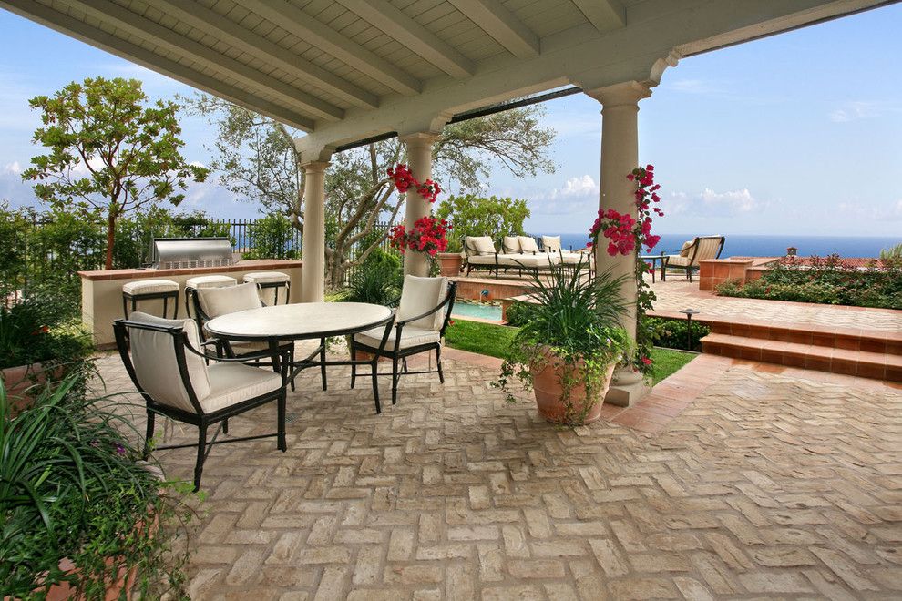 Brick Paver Patterns for a Beach Style Patio with a Bougainvillea and Ams Landscape Design Studios, Inc. by Ams Landscape Design Studios, Inc.