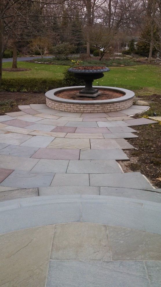Brickman Landscape for a Traditional Landscape with a Chicago and Elegant Radial Bluestone Walk by Hirsch Brick and Stone