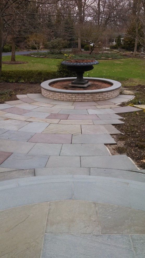 Brickman Landscape for a Traditional Landscape with a Chicago and Elegant Radial Bluestone Walk by Hirsch Brick and Stone