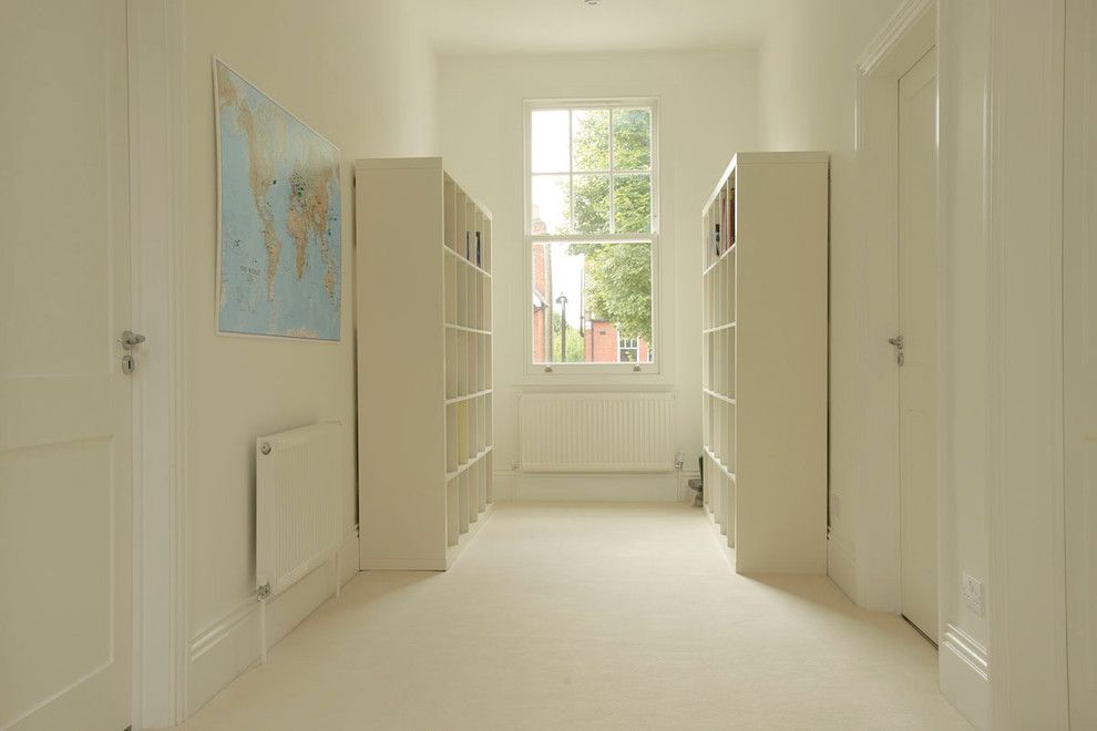 Broadway Carpets for a Contemporary Hall with a Rear Extension and Suburban Family Home   Ealing Broadway, London by Hugo Carter Timber Windows