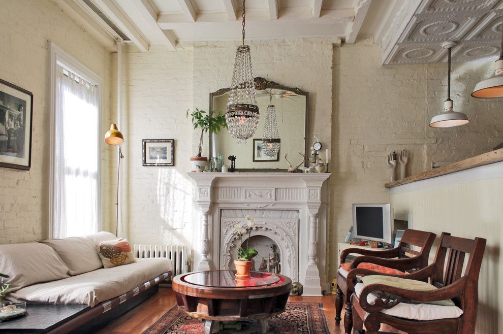 Brownstone Furniture for a Shabby Chic Style Living Room with a Victorian and My Houzz: Antiques and Curio Items Add Interest to a Brooklyn Brownstone by Laura Garner