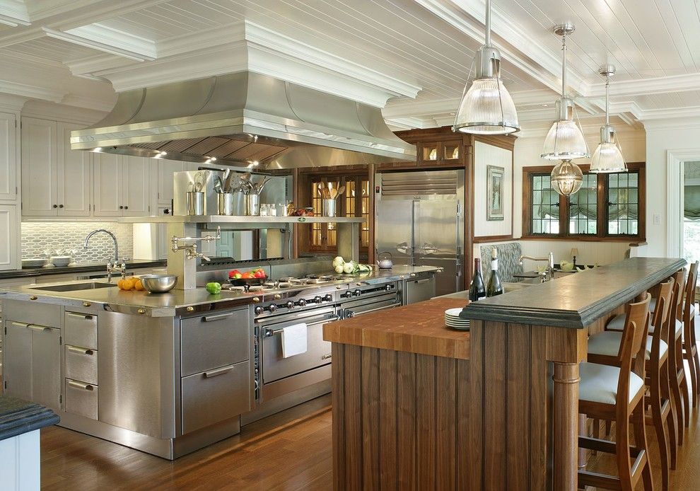 Builders Appliance Center for a Victorian Kitchen with a Wood Floor and New Shingle Style Residence   Mendham Borough by Passacantando Architects Aia