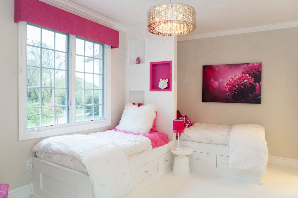 Builders Warehouse Okc for a Contemporary Kids with a Twin Beds and Villanova, Pa: Girls Pink Accent Bedroom by Rudloff Custom Builders