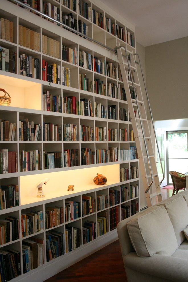 Built In Bookcase Plans For A Modern Staircase With A Staircase