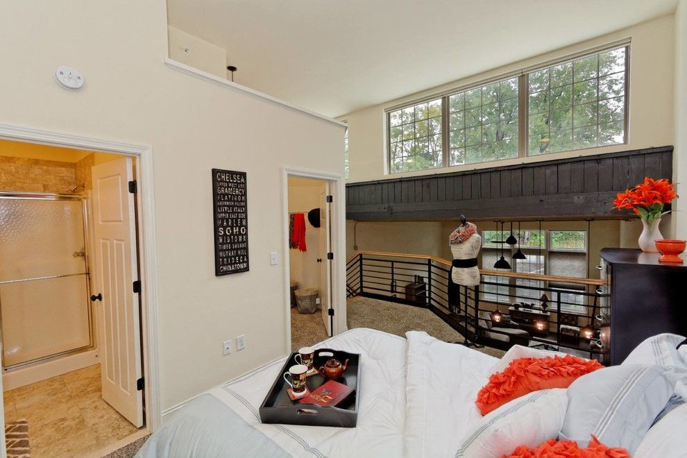 Built in Bunk Beds for a Industrial Bedroom with a Bedroom Furniture and Window Factory Lofts by Viscusi Builders Ltd.