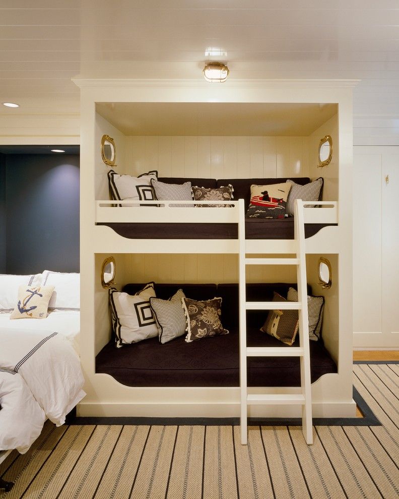 Built in Bunk Beds for a Traditional Kids with a Bunk Bed Ladder and Seaside Retreat by Jeanne Racioppi Designs