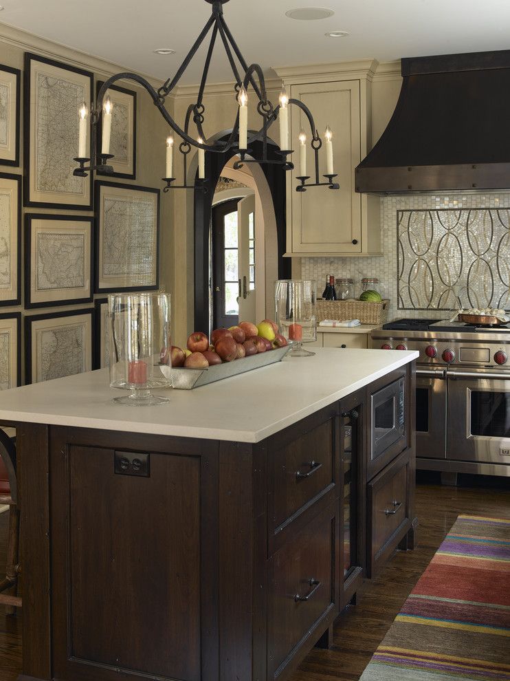 Caesarstone Colors for a Transitional Kitchen with a Candelabra and Tudor Revival by Lucy Interior Design