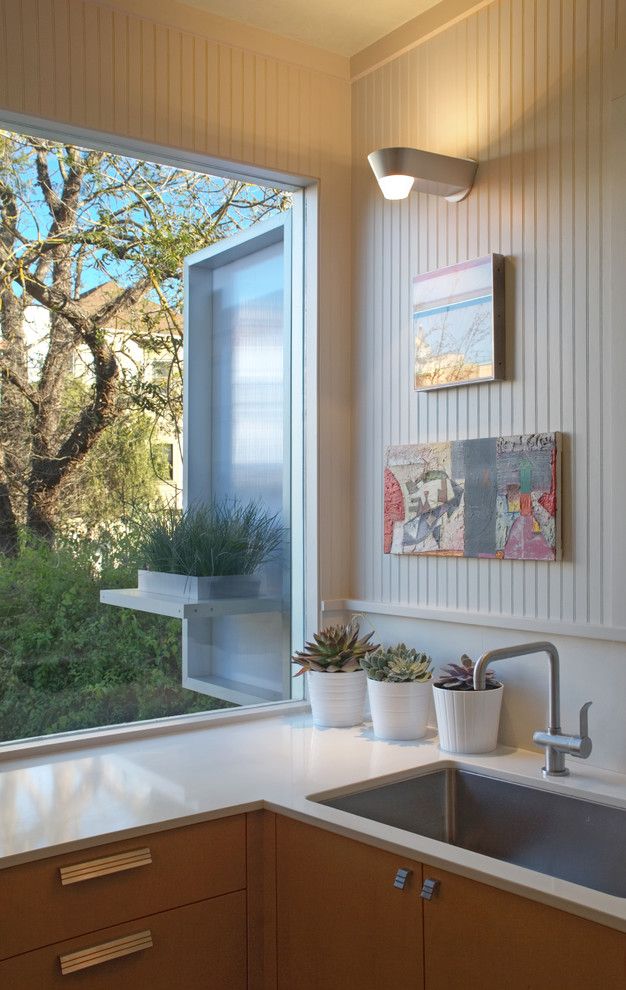 Caesarstone Quartz for a Contemporary Kitchen with a Wall Sconce and Contemporary Kitchen by Houzz.com