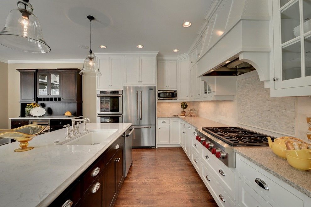 Cambria Countertops for a Traditional Kitchen with a Dark Wood Hutch and 2013 Spring Parade of Homes by Highmark Builders