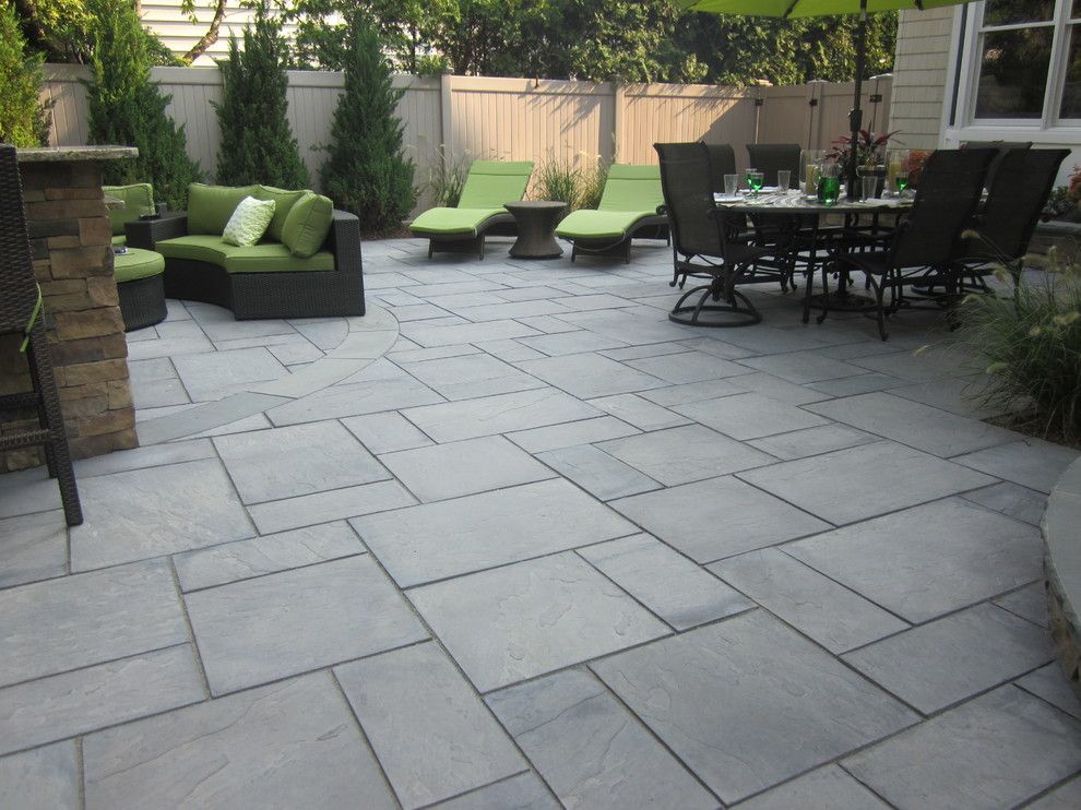 Cambridge Pavers for a Contemporary Patio with a Perennial Plants and Green Island Design by Green Island Design