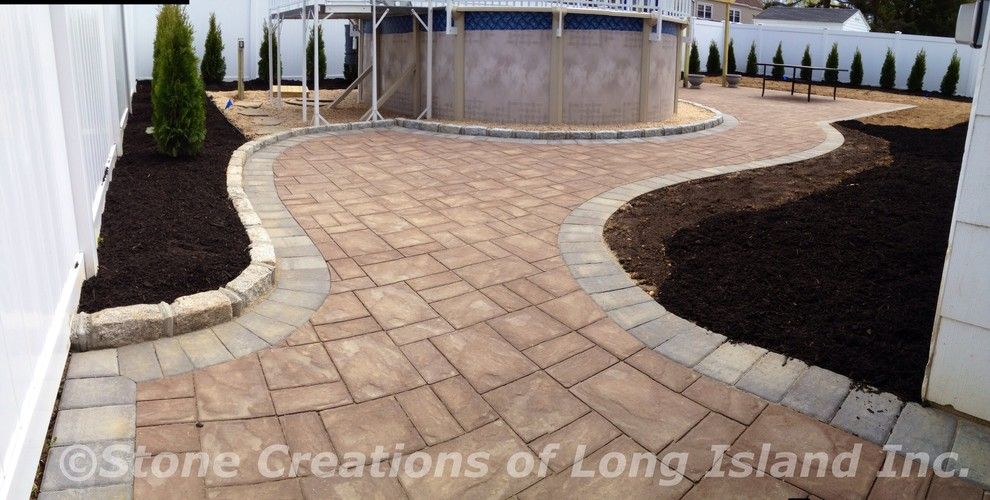 Cambridge Pavers for a Craftsman Patio with a Brick Exterior and Cambridge Paver Patio   Deer Park, N.y 11729 by Stone Creations of Long Island Pavers & Masonry