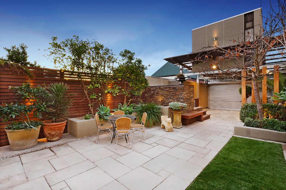 Cambridge Paving Stones for a Contemporary Patio with a Outdoor Furniture and 72 the Parade Ascot Vale  Victoria Australia by Bagnato Architects