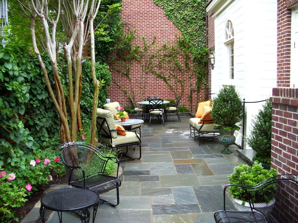 Cambridge Paving Stones for a Traditional Patio with a Climbing Plants and Traditional Small Scale Patio by Notting Hill Gardens | Design Build Construction