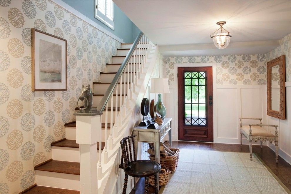 Candice Olsen for a Traditional Entry with a Staircase and Warrior Drive Residence   Franklin by Eric Ross Interiors, Llc