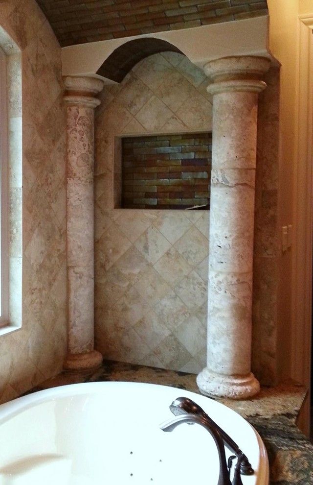 Cantera Stone for a  Bathroom with a Column Decor and Columns by Cantera Stone Design, Llc