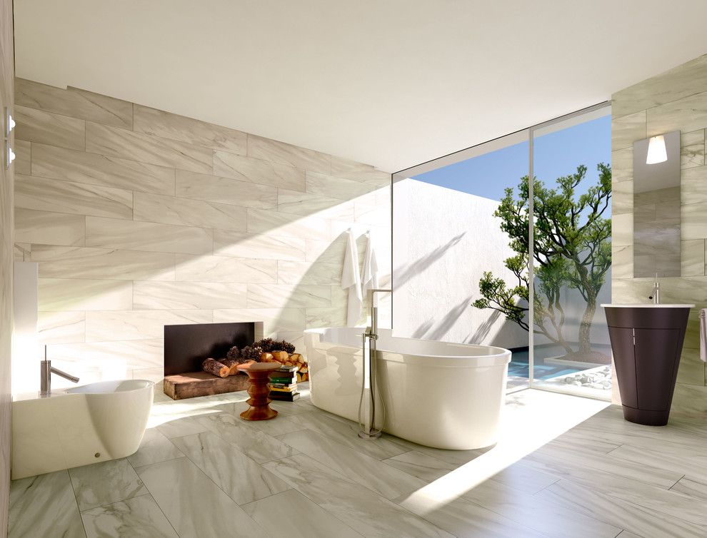 Capco Tile for a  Bathroom with a Porcelain Marble Look and Bathrooms by Capco Tile & Stone