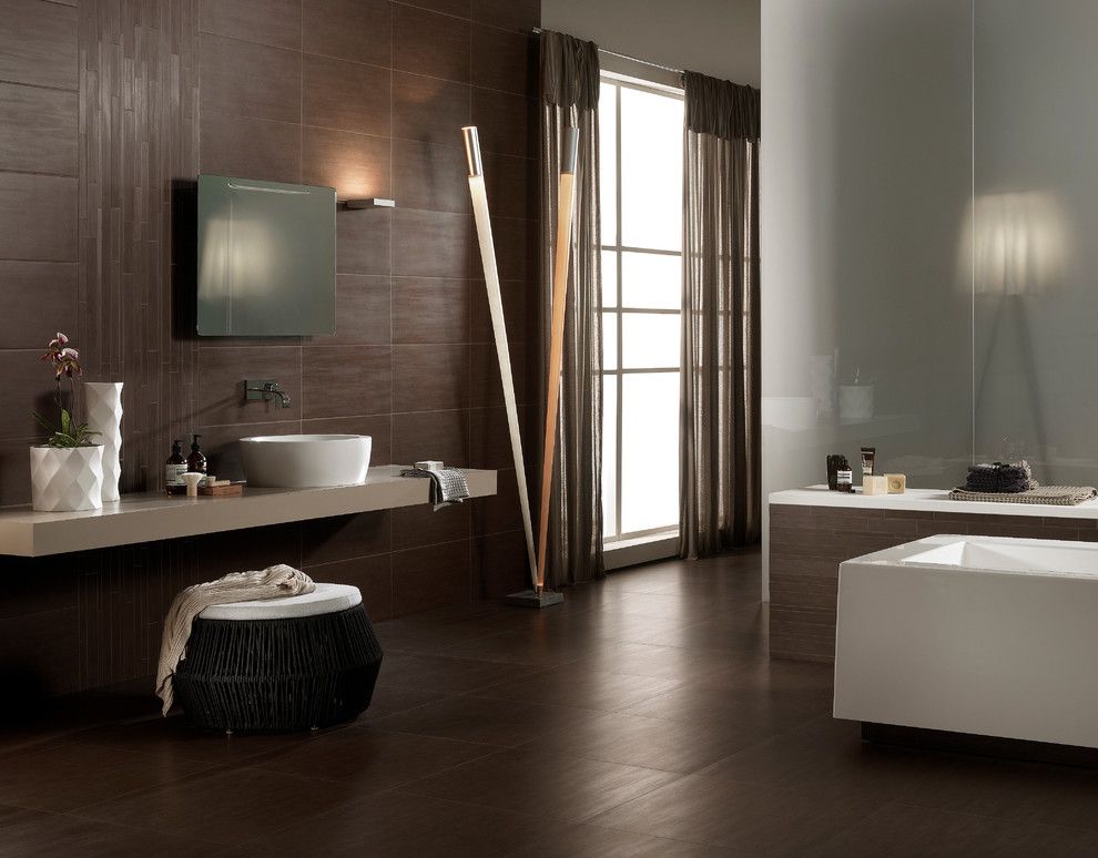 Capco Tile for a  Bathroom with a Vessel Sink and Bathrooms by Capco Tile & Stone