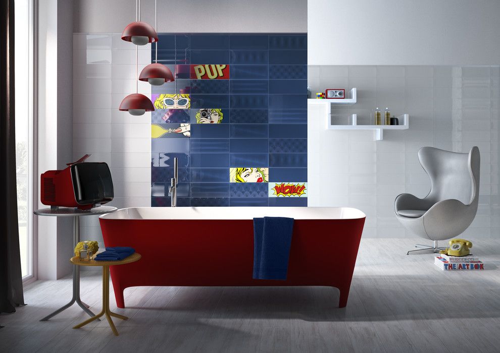 Capco Tile for a Modern Bathroom with a Pop and Bathrooms by Capco Tile & Stone