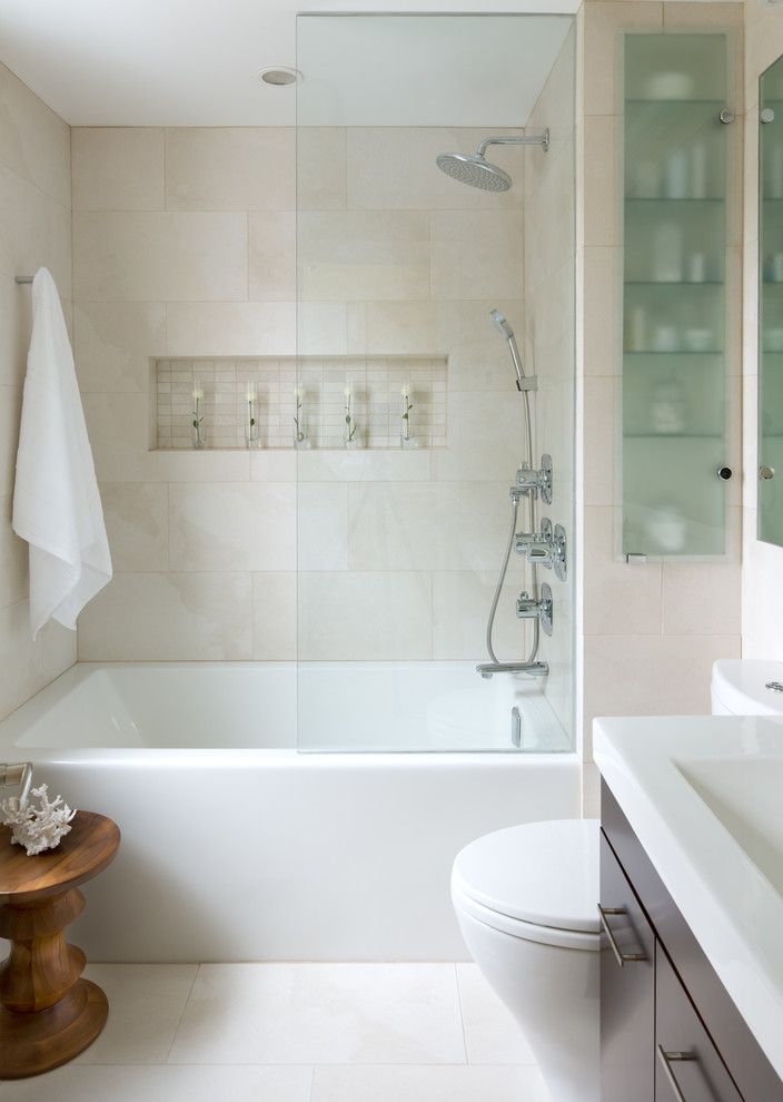 Cardinal Shower Doors for a Contemporary Bathroom with a Medicine Cabinet and Small Space Bathroom by Toronto Interior Design Group | Yanic Simard