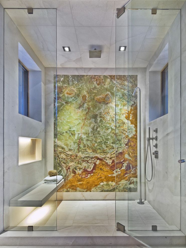 Cardinal Shower Doors for a Contemporary Bathroom with a Shower and Contemporary Shower by 186 Lighting Design Group   Gregg Mackell