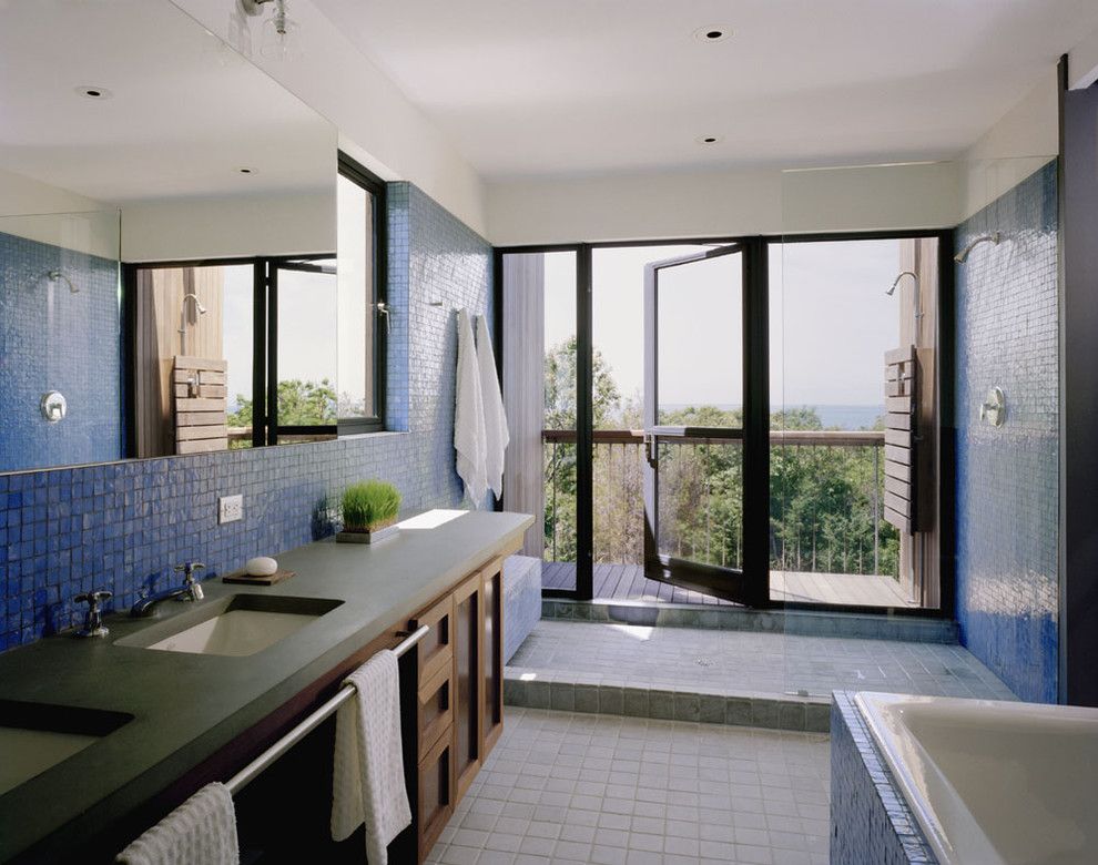 Cardinal Shower Doors for a Modern Bathroom with a Bathroom Storage and  by Robert Young Architects