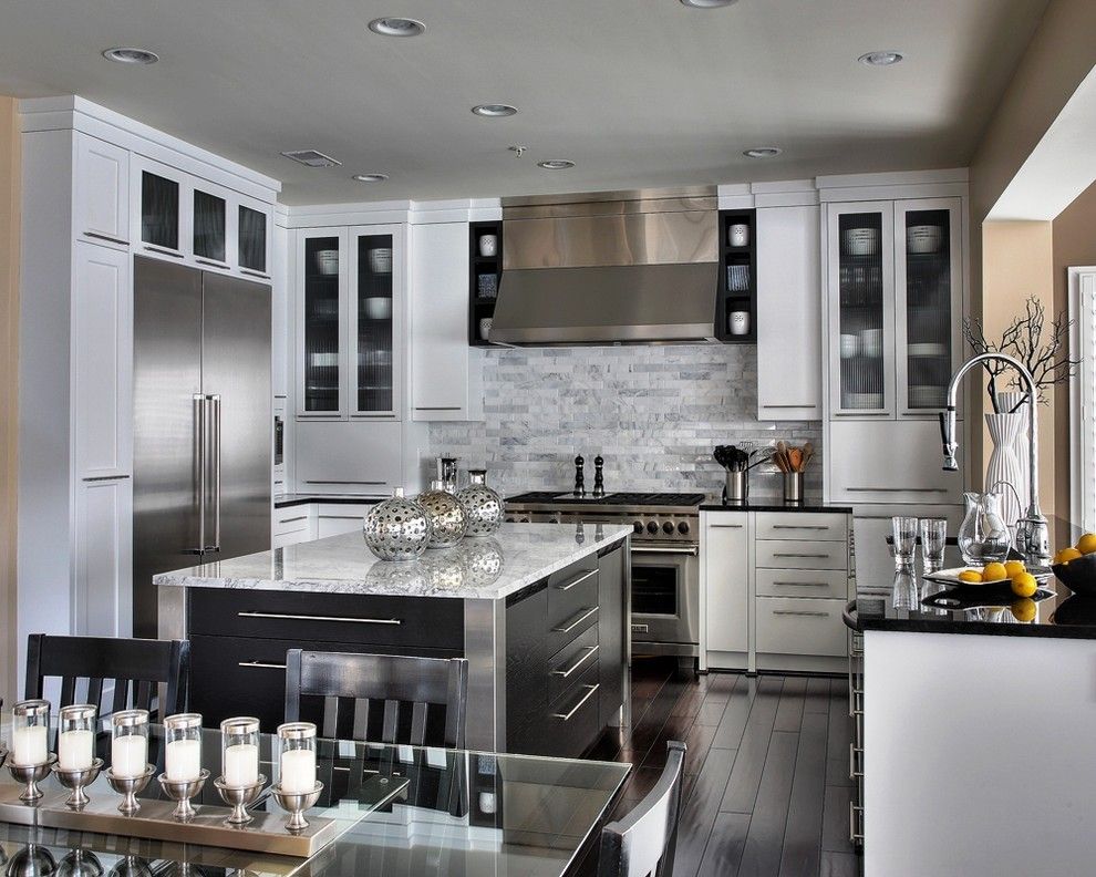 Carlisle Flooring for a Contemporary Kitchen with a Recessed Lights and Stunning White by Capitol Design, Llc