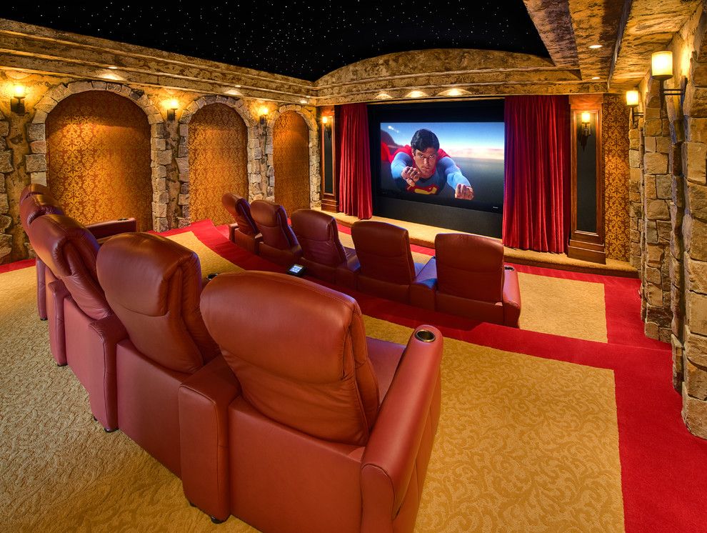 Carpet Tech Lubbock for a Mediterranean Home Theater with a Risers and Tarah Theater by Cinematech Theater Seating, Design & Acoustics