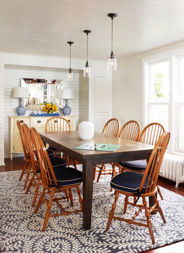 Carpet Tech Lubbock for a Traditional Dining Room with a Wood Floor and Bay Front Summer Home by Tom Stringer Design Partners