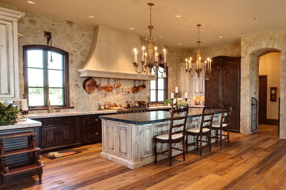 Ceasar Stone for a Mediterranean Kitchen with a Slat Back Dining Chairs and Wye River Estate by Pyramid Builders