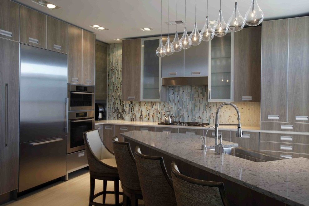 Ceaser Stone for a Contemporary Kitchen with a Eat in Kitchen and Wesley Grove Condominium Kitchen by Robert Legere Design