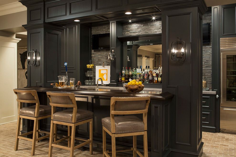 Central Valley Builders Supply for a Transitional Home Bar with a Tile Floor and Minnesota Residence by Martha O'hara Interiors