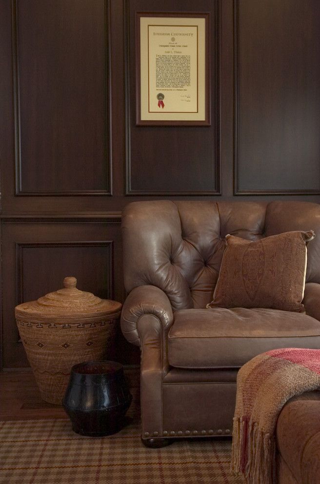 Chair Rail Height for a Traditional Family Room with a Nailhead Trim and Architecture and Interior Design by Ed Ritger Photography