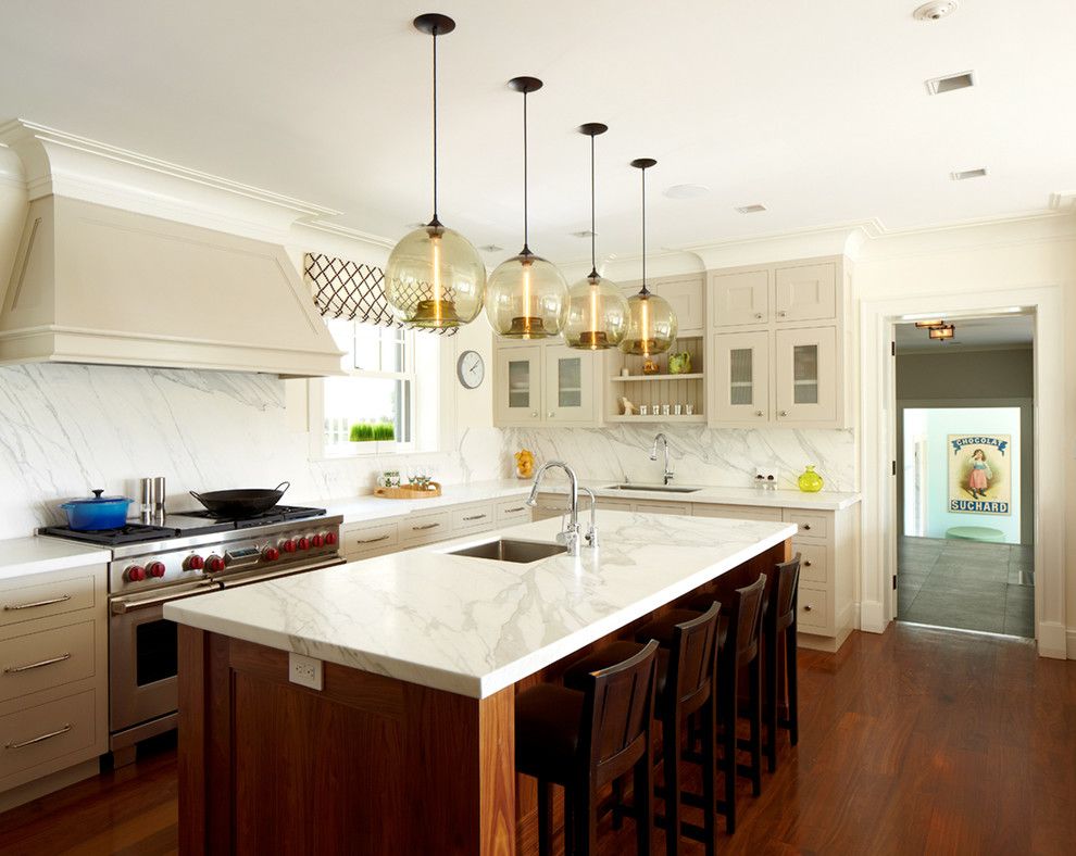 Chalk Paint Kitchen Cabinets for a Transitional Kitchen with a Modern Traditional Interior Design and Greenwich Residence by Leap Architecture