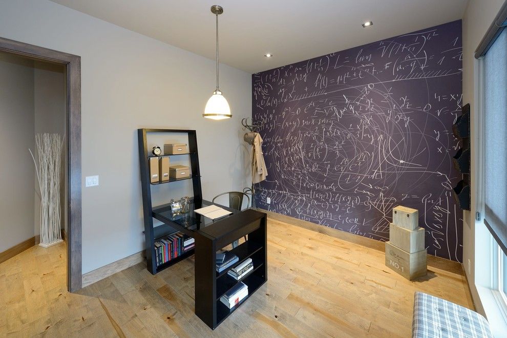 Chalkboard Paint Ideas for a Contemporary Home Office with a Baseboard and Contemporary Home Office by Architecturaldesigns.com