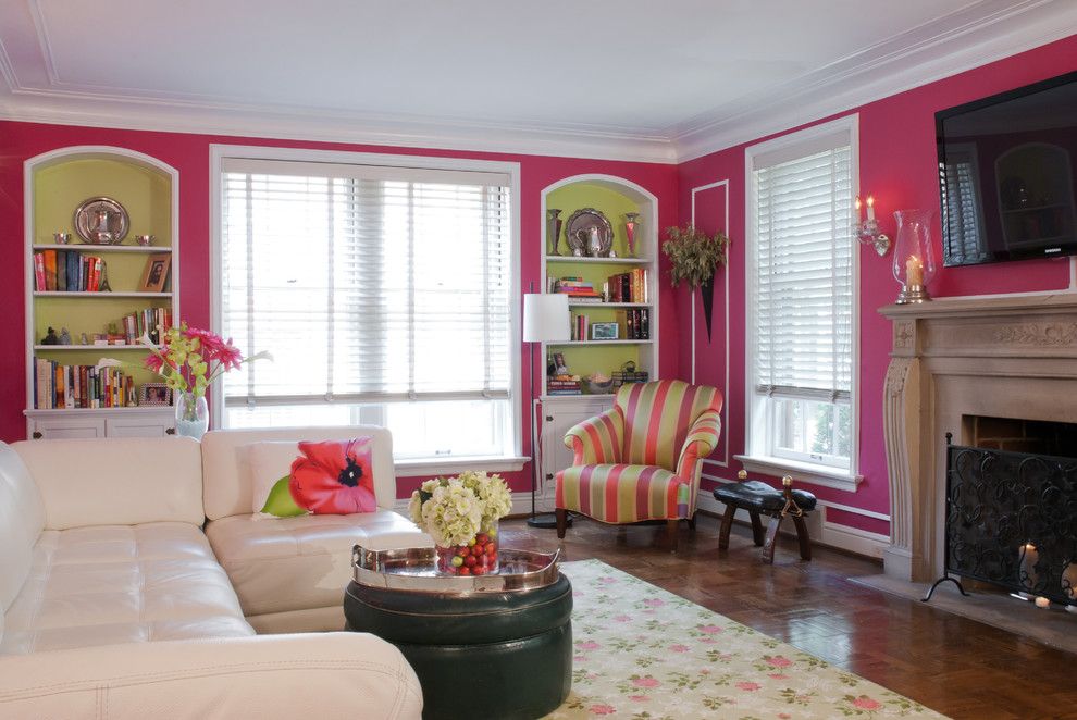 Chartreuse Color for a Traditional Living Room with a Pink and Joni Spear Interior Design by Joni Spear Interior Design