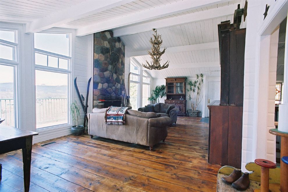 Chelsea Plank Flooring for a Rustic Living Room with a Wood Paneling and Antique Wood Flooring by Uniquities Architectural Antiques & Salvage