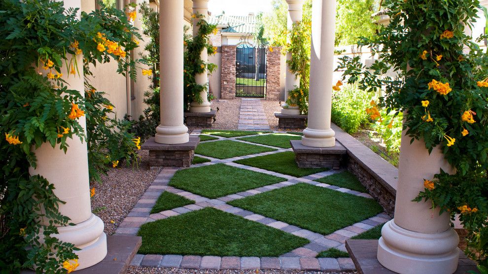 Chip N Dales for a Mediterranean Landscape with a Mediterranean Garden and Synthetic Turf by Chip N Dale's Custom Landscaping