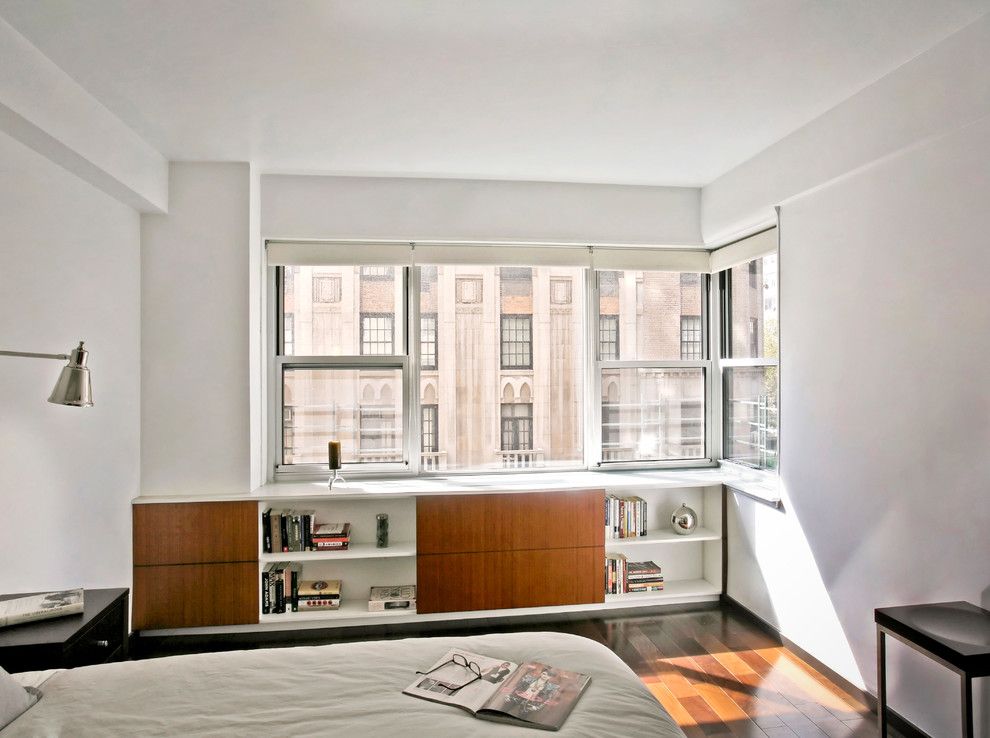 Chiver for a Contemporary Bedroom with a Bookshelves and View of Master Bedroom and Custom Radiator Cover by Rodriguez Studio Architecture Pc