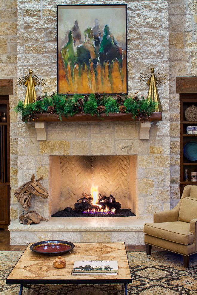 Christmas Pictures Ideas for a Farmhouse Living Room with a Horse Artwork and Hill Country Christmas by Dawn Hearn Interior Design