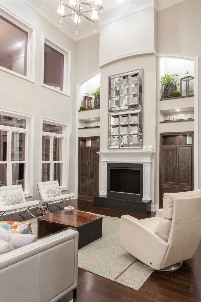 Clerestory Windows for a Transitional Living Room with a White Trim and Ness Project by 24e Design Co.