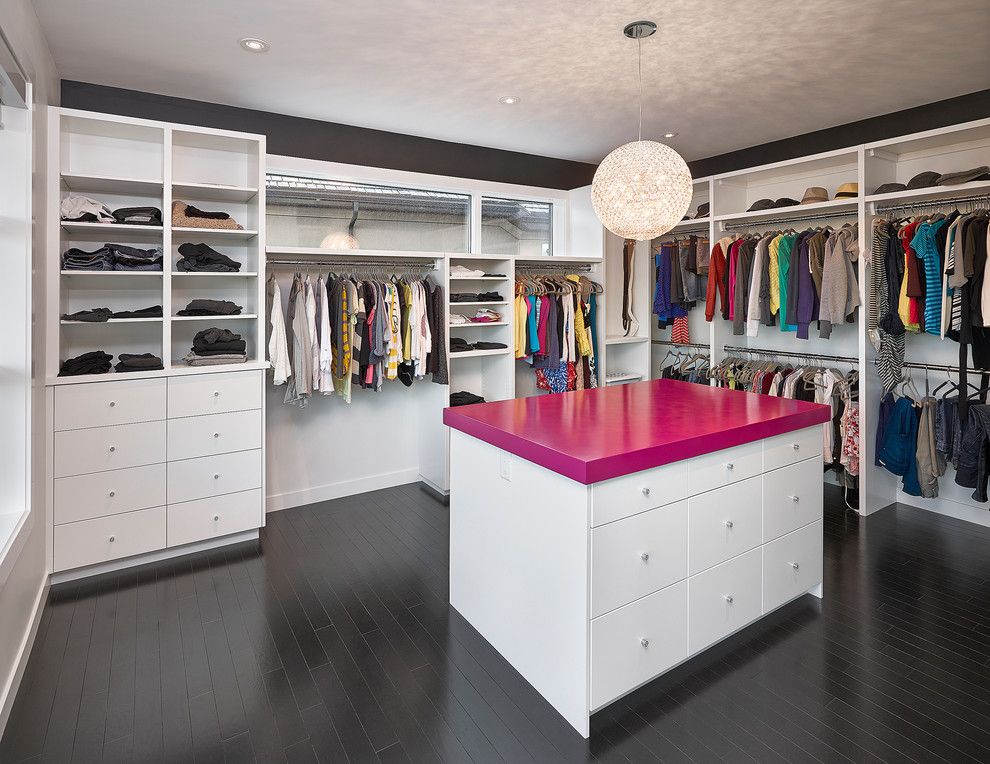 Closet Rod Height for a Contemporary Closet with a Jackets and Walk in Closet by Habitat Studio