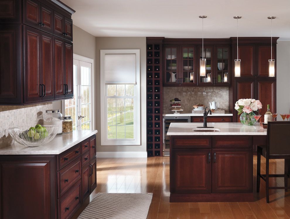 Clovis Glass for a Traditional Kitchen with a Bar Sink and Kitchen Cabinets by Capitol District Supply