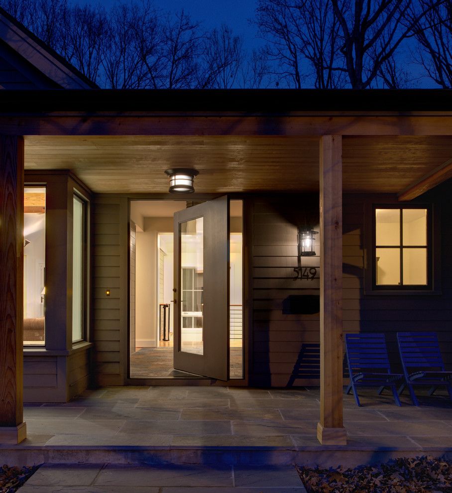 Codel Doors for a Contemporary Entry with a Flat Roof and Woodland Residence by Moore Architects, Pc