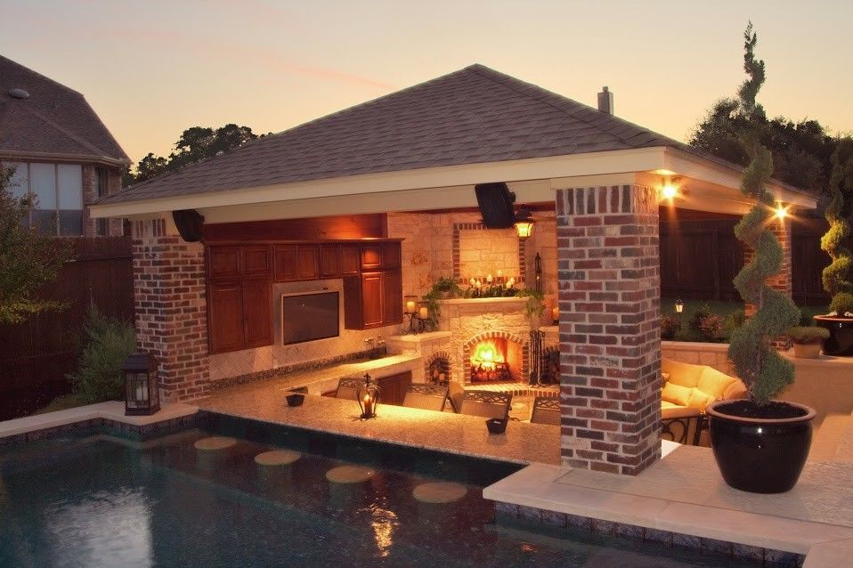 Cody Pools for a Traditional Patio with a Quartzscapes Barbados Blue and Luxury Backyards by Cody Pools, Inc.