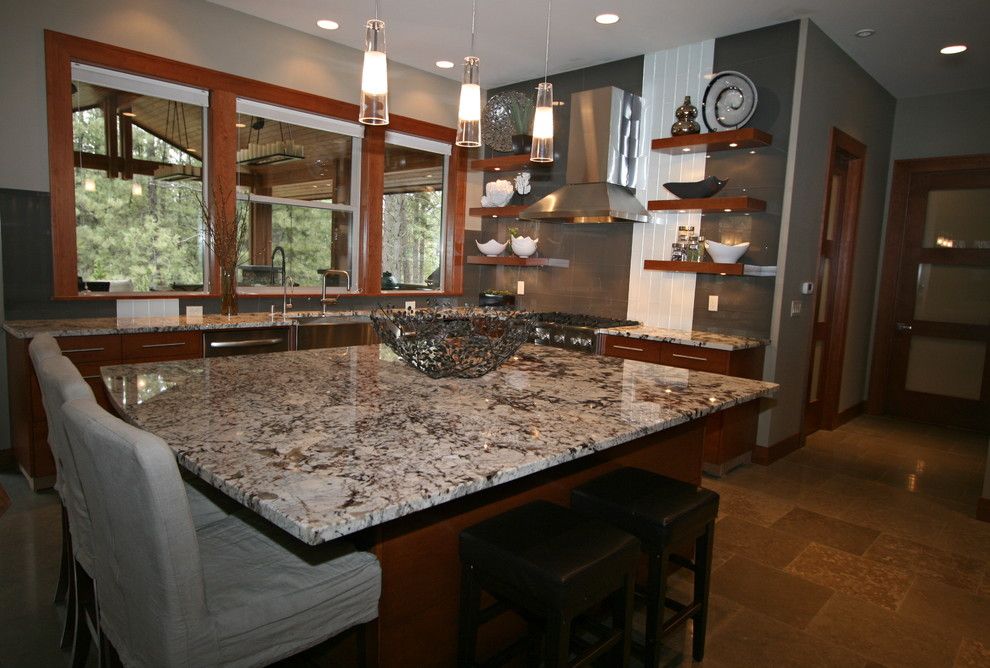 Cold Spring Granite for a Contemporary Kitchen with a Large Island and Unique Kitchen by Taylor Design