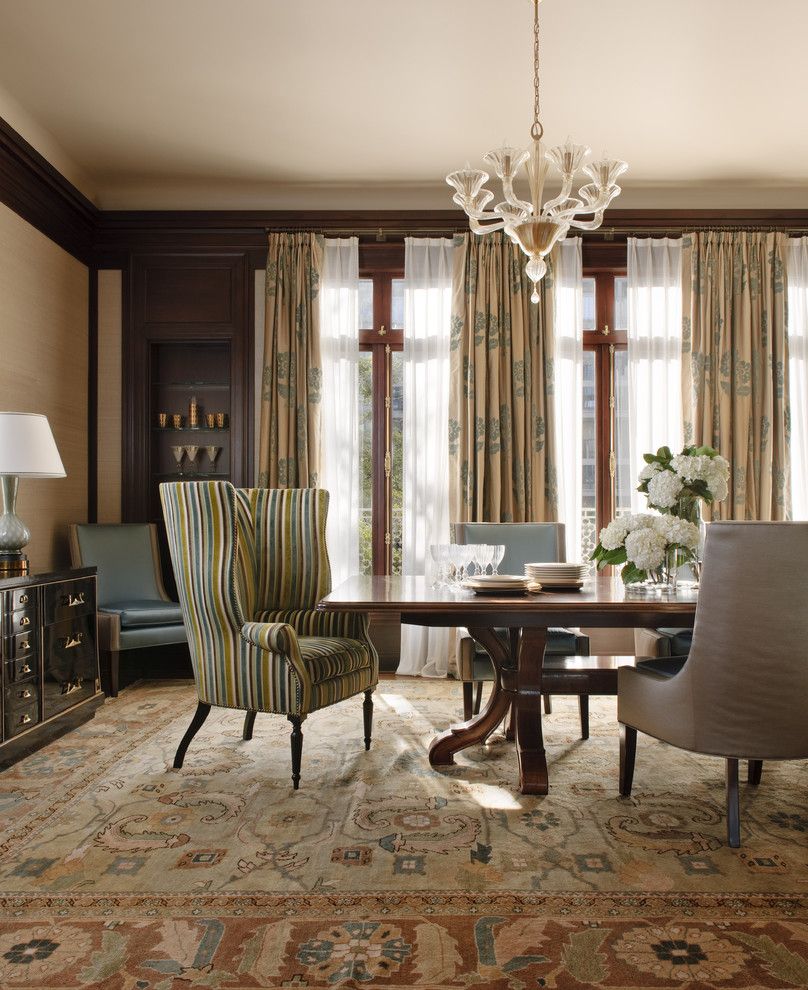 Colefax and Fowler for a Traditional Dining Room with a Area Rug and Pacific Hillside Retreat by Kendall Wilkinson Design