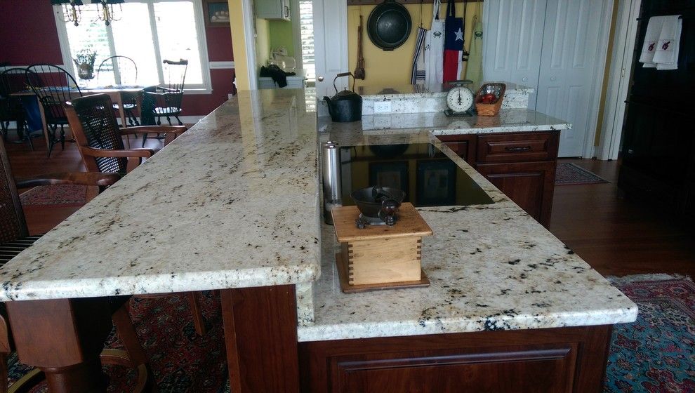 Colonial Gold Granite For A Mediterranean Spaces With A Light