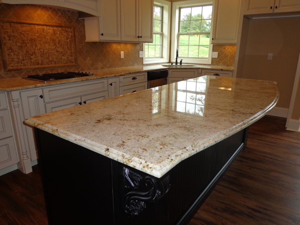 Colonial Gold Granite for a Traditional Kitchen with a Traditional and Schaad Kensington 58 by Knoxville's Stone Interiors