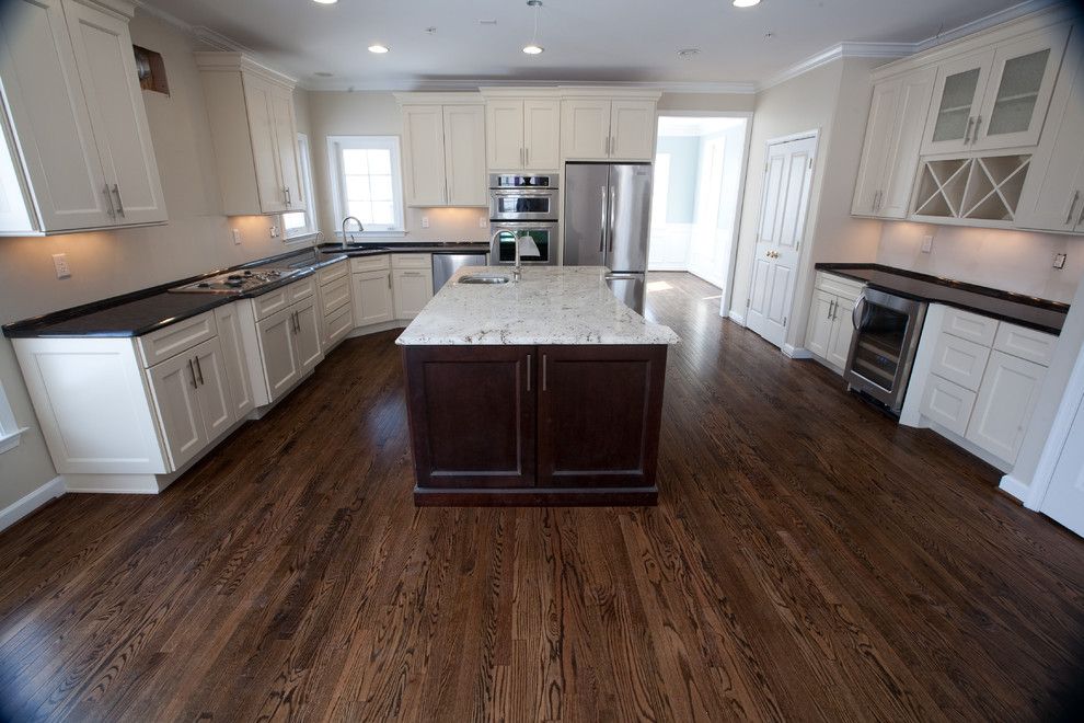 Colonial White Granite for a Traditional Kitchen with a White Cabinets and Two Tone Kitchen: Antique Brown Granite & Millennium Cream Granite by Granite Grannies